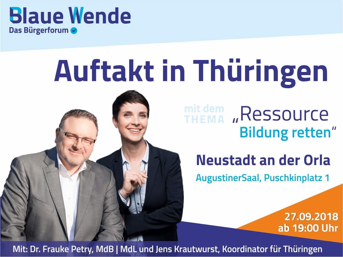 Thüringen wird blau – Auftaktveranstaltung mit Frauke Petry und Jens Krautwurst