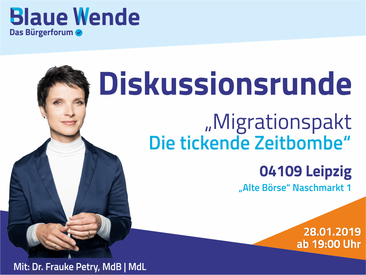 Migrationspakt – Die tickende Zeitbombe! – Diskussion mit Frauke Petry & Uwe Wurlitzer
