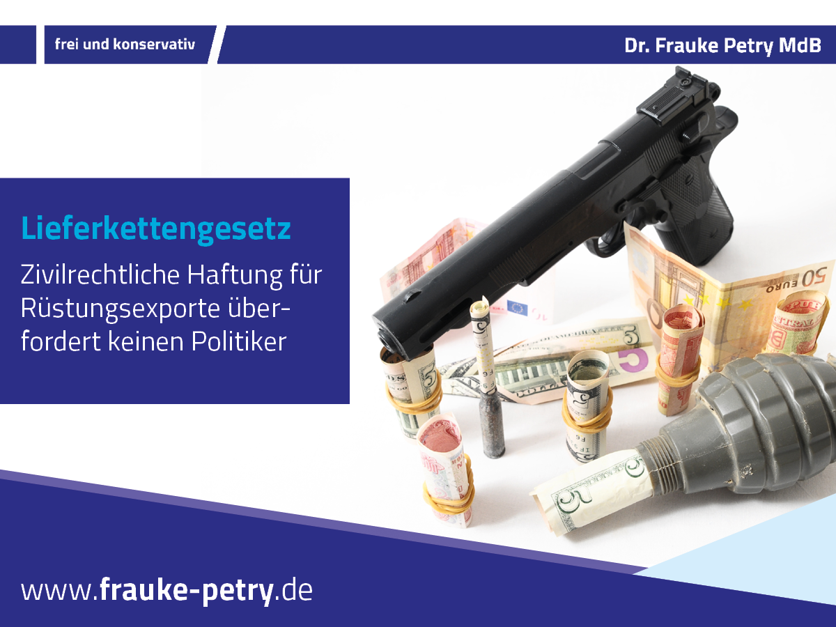 +++ Lieferkettengesetz – zivilrechtliche Haftung für Rüstungsexporte überfordert keinen Politiker +++